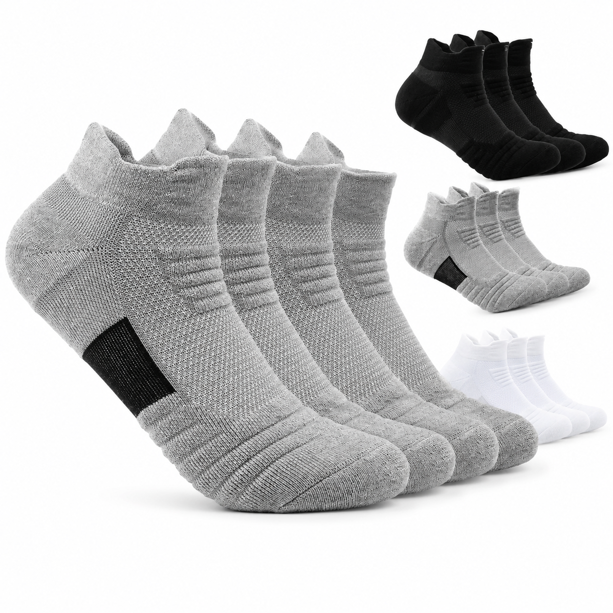 3 Pairs Cushioned Ankle Athletic Socks